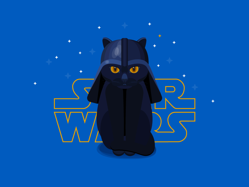 7 Days 7 Cats - day 5 art black blue cat dark fun star starwars war