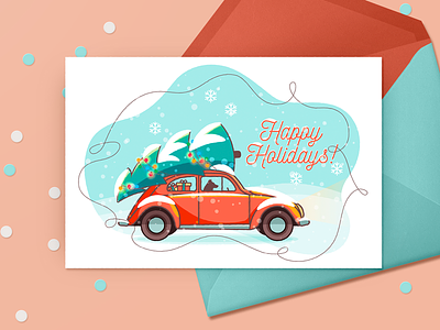 ❄️Happy Holidays❄️ ai beetle card dog holidays red snow tree ui ux vector