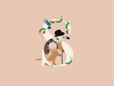 Character for Coffee Package part 5 ant eater bird character clean coffee floral illustration instagram package pattern vector wip