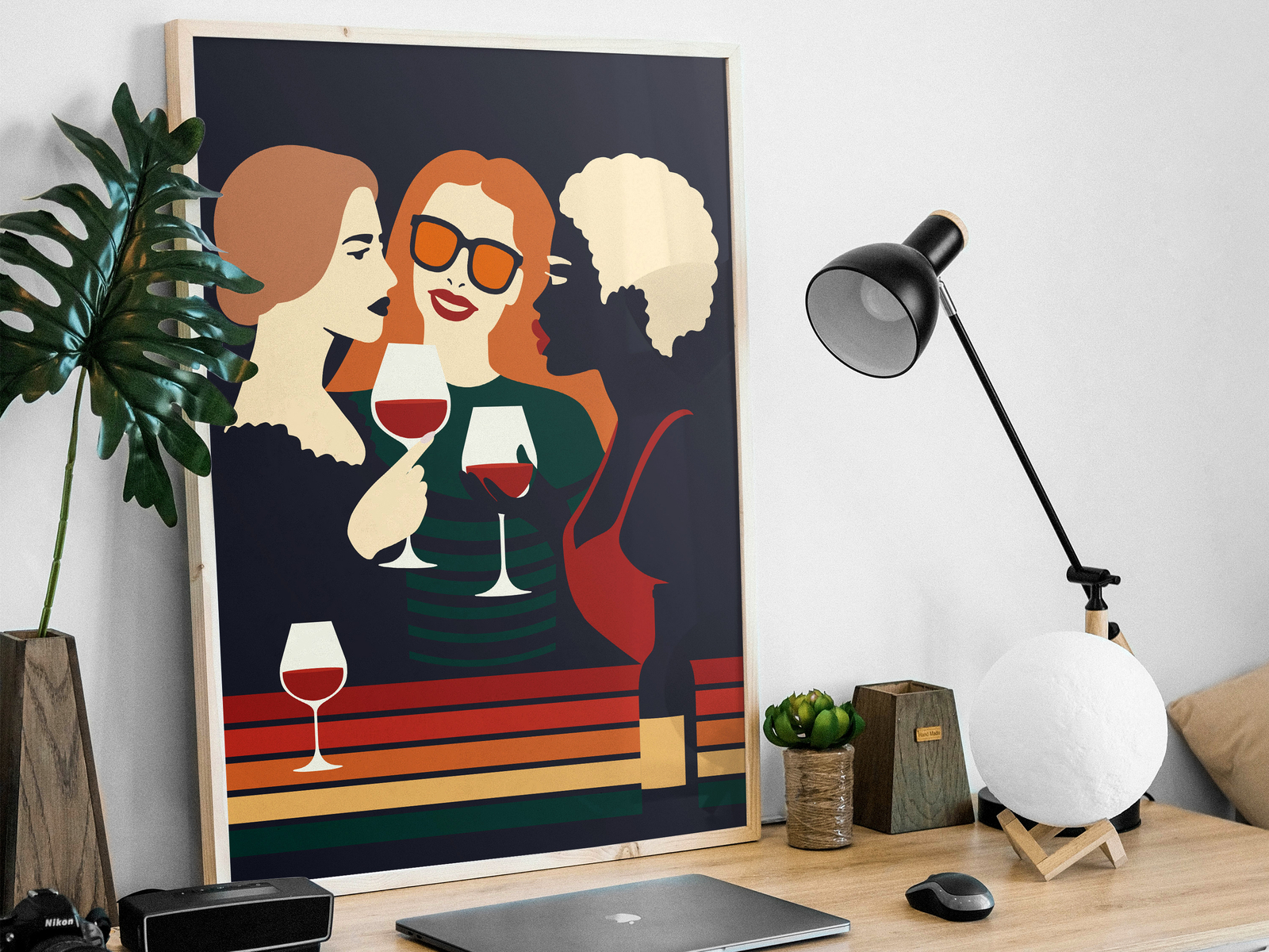 Girls, Wine and Negative Space best character dark design flat girl illustration lips negative space negative-space vector wine