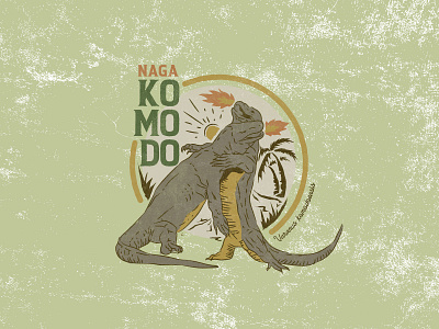 Komodo Island National Park animal animal illustration design illustration komodo logo nature nature illustration retro travel vector vintage vintage badge vintage design