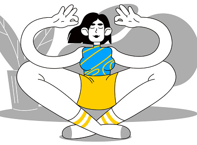 Yoga time art flat girl illustration people style vector vector art vector artist