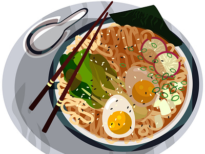 Ramen art design digital art flat food food illustration illustration vector vector art vector artist