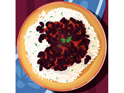 Rice with black beans art design digital art flat food food illustration illustration vector vector art vector artist