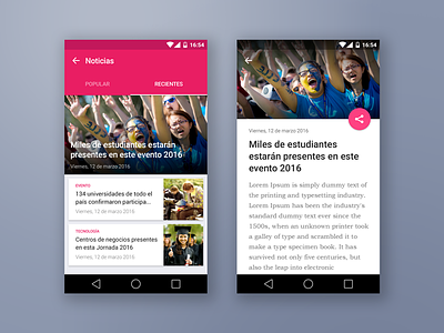 News - event App for Android android design material mobile peru ui