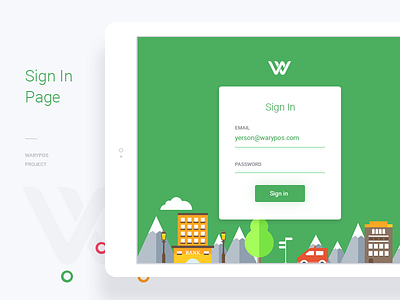 Sign In page | Warypos Project brand green login mobile pos ui ux warypos web