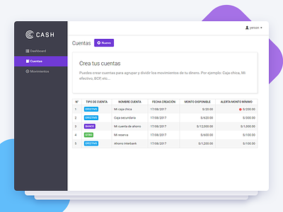Cash - UI Web App angular contanex dashboad design ui user inteface web