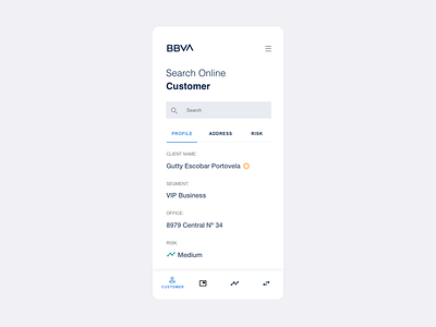 BBVA UI Customer Search Concept