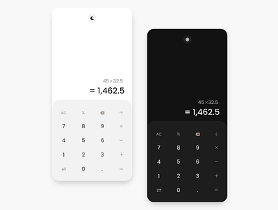 Calculator design - dark/light mode calculator clean design designs minimal minimalist number ui uidesign ux uxdesign vector