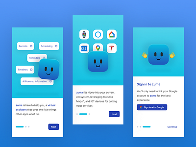 Virtual Assistant Onboarding app characterdesign chatbot illustration mobile onboarding ui ux virtual assistant
