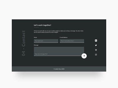 Website Contact Form contact form dark theme footer