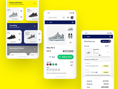 Sneaker E-Commerce App cart ecommerce homepage sneakers yellow