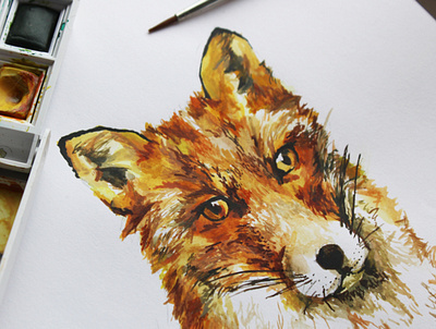 Fox Piece animals colour detail fox graphicdesign illustration nature painting texture watercolour