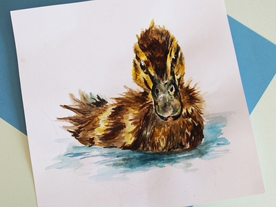 Duckling Illustration branding craft creativity duck logo duckling feather floating gouache graphicdesign illustration nature paper photography swimming water watercolor watercolour painting wild animal wildlife