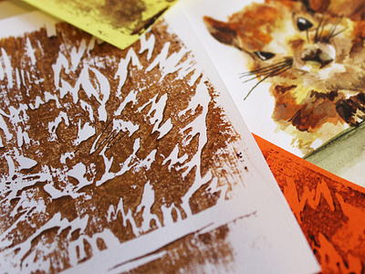 Squirrel Linocuts