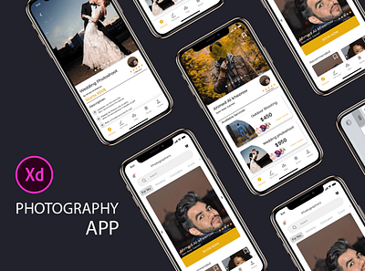 Photograpy App adobe xd animate app artist booking event graduate illustration interactive location app party photo photograhy photographer time ui ux ux design uxui