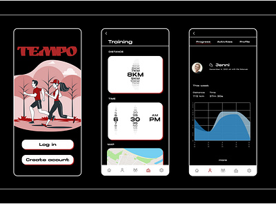 Tempo Running App . design logo mobile mobileui ui uimobile uiux ux uxmobile uxui