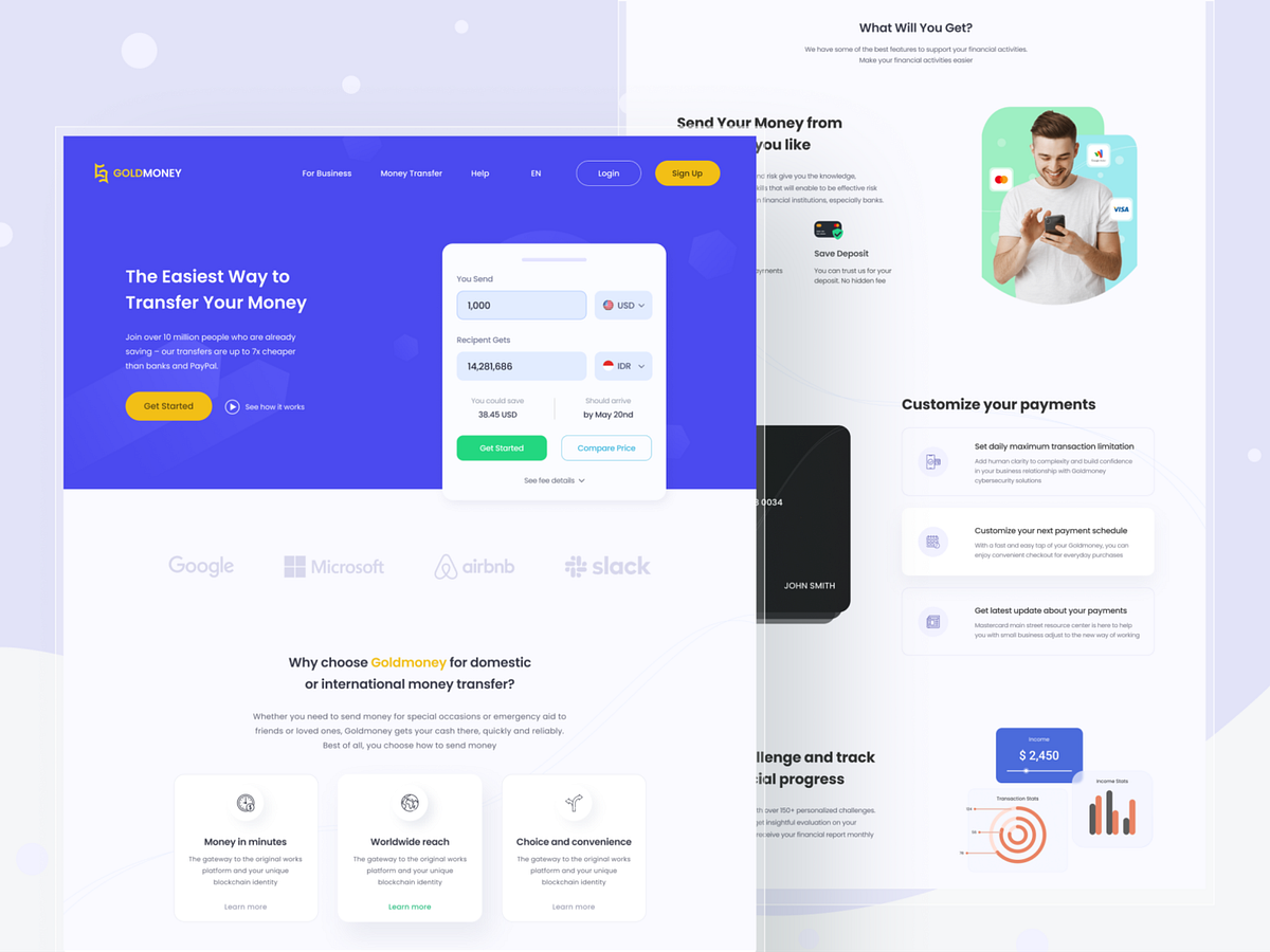 Money Transfer Website by Irvan Moses for Pelorous on Dribbble