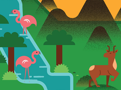 Map flamingos map mountains river south africa trees