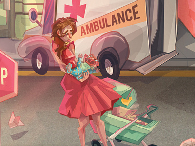 Baby Ambulance am i collective ambulance baby illustration painting vector