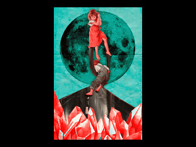 M o o n c h i l d . book child collage collageart moon pop art portrait poster retro retrowave vintage