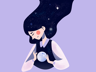 Moon-girl character characterdesign cosmos illustration illustrator moon space stars