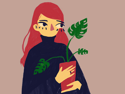 Me and plant character characterdesign digitalart illustration monstera plants vector