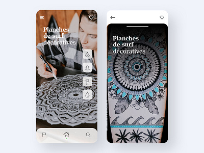 Decorative Surfboard App Mockup app app design branding decorative design icon illustration interface mobile surfboard ui ux web