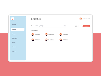Education Startup Dashboard - Search Students