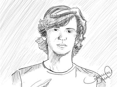 First Sketch - Self Portrait draw pencil self portrait sketch tablet wacom