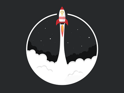Rocket Launch black cloud flat icon illustration launch rocket sky stars