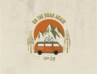 Van Life branding camping design flat illustration illustrator logo minimal van vanlife