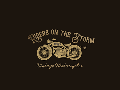 Riders On The Storm branding design flat illustration logo motorbike motorcycle riders vintage vintage logo
