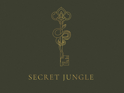 Secret Jungle Logo branding design flat illustration illustrator key logo minimal snake snake logo
