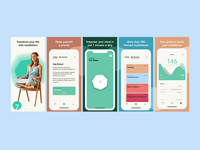 App Store Screenshot Inspiration | 7Mind Meditation & Sleep app screens app store app store screenshot mockup generator mockup tools