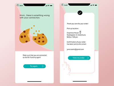 Error and success message with cookies accessibility app design flat illustraion ios iphone ui ux vector