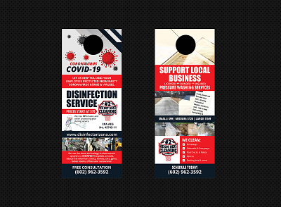 COVID 19 Disinfection Cleaning Service Door Hanger Design carpet cleaning services cleaning cleaning service commercial door hanger gym cleaning pressure washing window cleaning services