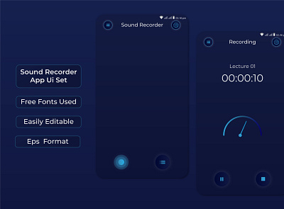 Sound Recorder App Ui Design app ui audio recorder app sound recorder app ui voice recorder app