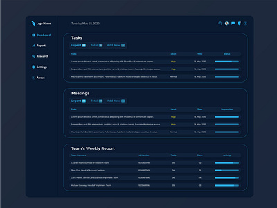 Corporate Task Manager Dashboard Concept
