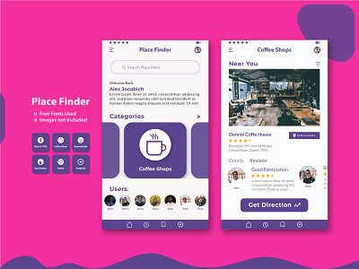 Place Finder Mobile App app design mobile app mobile application place finder ui ux vector