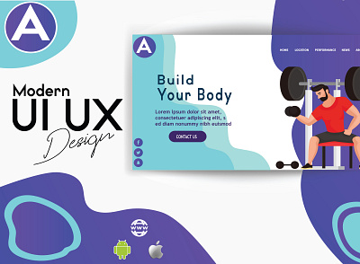 UI/UX Design For Gym Build your body. branding design illustration illustrator logo typography ui ux vector web website