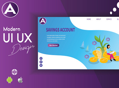 UI/UX Design For Saving Account animation branding design illustration illustrator logo ui ux vector web