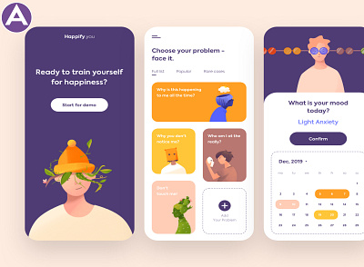 UI/UX Design For Happiness. animation branding design illustration illustrator logo minimal typography ui ux vector