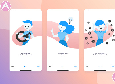 UI/UX Design For Illustrated Characters for Onboarding Flow animation branding design illustration illustrator logo typography ui ux vector web