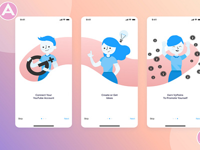 UI/UX Design For Illustrated Characters for Onboarding Flow