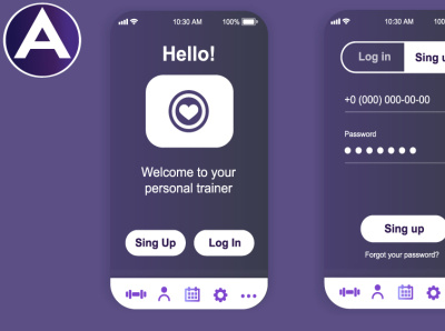 UI/UX Design For gym login animation branding design illustration illustrator logo typography ui ux vector web