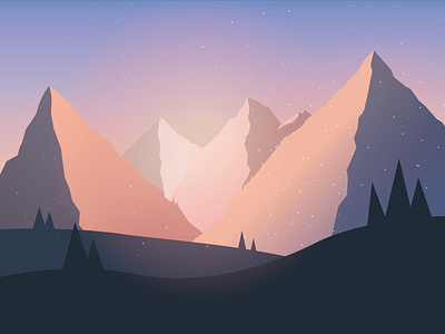 Mountains illustration mountains sunset