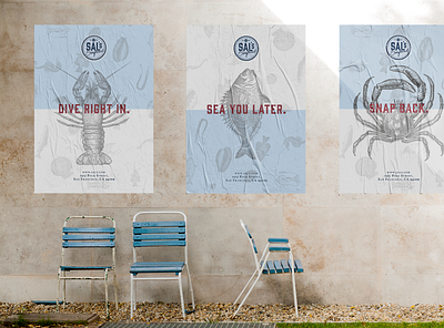 Sal's Seafood Poster Design adobe illustrator adobe indesign branding design illustration illustrations poster design posters puns rebrand rebranding restaurant branding seafood typography urban design vector