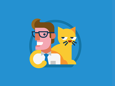 Man and Cat, flat illustration