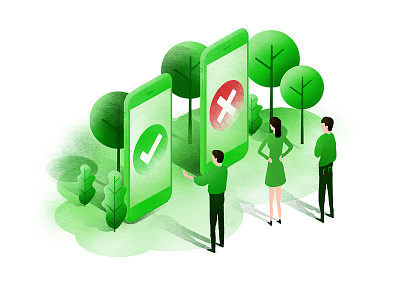 Ilustration for IT company green illustration iphone iso isometric tree ui